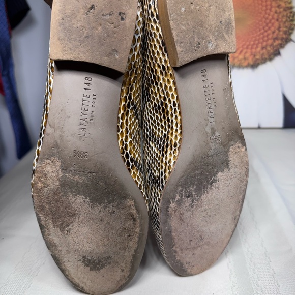 Lafayette 148 New York Snakeskin Ballet Flats | Handmade In Italy Size 38 1/2 - Picture 7 of 10